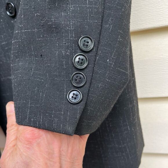 Gino Corelli black/white specs 2 piece pant suit, double breasted jacket, 42L - Picture 12 of 15